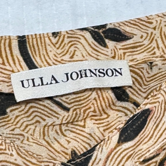 ULLA JOHNSON Agadir Cover-Up Midi Floral Pattern Dress Tassel Tie Puff Sleeve S - Picture 3 of 15